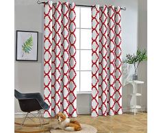 Melodieux Marokkanischer Verdunkelungsvorhang mit Ösen, verdunkelnd 52x96 Inch weiß/rot