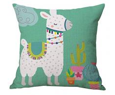 Geepro 45,7 cm Rund Kissen Cover Deko Leinen Baumwolle Cute Animal Kissen Fall 18 inch Blaugrün