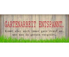 Schatzmix Spruch Garten Gartenarbeit Metallschild 27x10 cm Wanddeko tin Sign Blechschild, Blech, Mehrfarbig