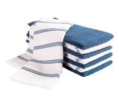 KAF Home Pantry Piemont Küche Handtücher (Set von 8, 40,6 x 66 cm), 100% Baumwolle, Ultra saugfähiger Frottee Handtücher 16 x 26 Paris Blue