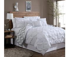 Geneva Home Fashion Avondale Manor Ella Bettwäsche-Set, 6-teilig, solide Quetschfalte, Wendebettwäsche King weiß