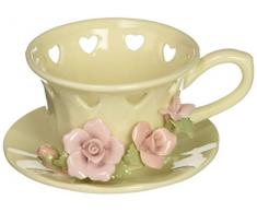 COSMOS 1011 Fine Porcelain Rose Cup Tea Light Holder, 3-Inch