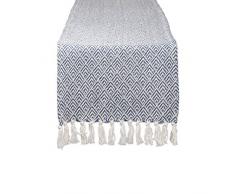 DII Braided Farmhouse Tischläufer, Baumwolle, blau (French Blue), 15 x 72 inches