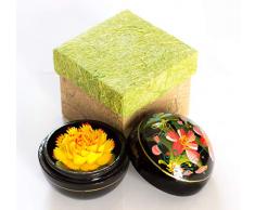 Seifenblume in Mangoholzbox, handgemacht, 8 x 8 x 8 cm, in Geschenkbox