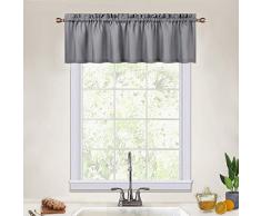 CAROMIO Küchen-Vorhang, gewebt, strukturiert, gewebt, für Café, Badezimmer, Fenster, Vorhänge und Größen Modern Valance|15 L grau
