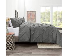 Luxuriöses Bettbezug-Set mit 1 x Biesen-Design Kissenbezug – Ultra weich, leicht, doppelt gebürstet, atmungsaktiv, Mikrofaser-Bettwäsche für kühlen und angenehmen Schlaf, Anthrazit