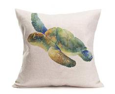 Asamour Watercolor Animal Style Überwurf Kissenbezüge Tiger Muster Baumwolle Leinen Kissen Case Square Home Kissenbezug Sofa Deko 45,7 cm 18 x 18 Sea Turtle E