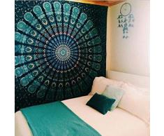 Ussuperstar Psychedelic Boho Floral Tapisserie Hippie Mandala Gypsy Wand hängend Picknickdecke Tagesdecke Vorhang Überwurf Couch Cover Strand Yoga Überwurf M(51x59Inches)(130x150cms) Peacock Feather-g