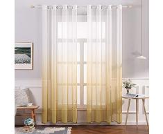 MIULEE Vorhang aus Leinen, transparent, mit Ösen, halbdurchsichtig, Ombre-Farbverlauf, für Schlafzimmer, Wohnzimmer W54xL72 gelb