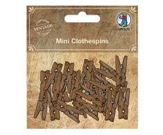 Mini Clothespins, kleine Wäscheklammern aus Holz im braunen Vintagedesign, 24 Stück je 2,5 cm lang, ideal zum Aufhängen von Fotos und Bildern