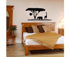 INDIGOS 4052166118682 Wandtattoo w557 Afrika / Steppe, Elefant Giraffe Wandaufkleber 120 x 59 cm, schwarz