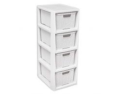 BranQ - Home essential Regal in Rattan Design, Kunststoff PP, Creme, 29,5 x 24 x 64,2 cm