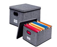 Homyfort Faltbare Aufbewahrungsboxen mit Deckel, Leinen-Polyester-Wäschekorb, Organizer für Zuhause, Schlafzimmer, Kleidung, mit Doppelgriffen, 3 Stück, Schwarz Dark Grey (Set of 2)