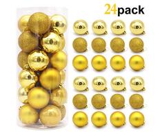 Kalkehay Christbaumkugel, 60 mm, bruchsicher, für Weihnachtsbaum-Dekorationen, große hängende Kugeln für Urlaub, Hochzeit, Party-Dekoration Traditionell goldfarben
