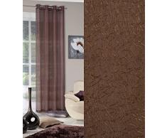 Eurofirany Ösenvorhang 140x250 cm Selena braun Wohnzimmer Blickdicht Satinvorhang Blumen Pflanzen, Kunststoff, 140 x 250 cm