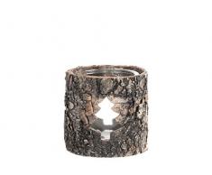 H&H Laterne aus Holz und Glas, 9,5 x 9,5 cm, Braun und transparent