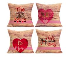 Aremazing Kissenbezüge, Weihnachtsbaum, Weihnachtsbaum, Rot, Blau, 45,7 x 45,7 cm, 4 Stück 18 X 18 Inches 4 Pack Wood Sweet Heart