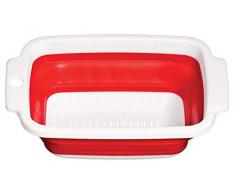 Premier Housewares Zing Faltbares Abtropfsieb 34x23 cm mit Griffen Rot/Weiß