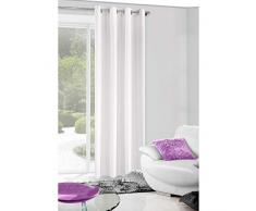 Eurofirany Einfarbig Schimmernd 8 Ösen Faden Vorhänge Gardinen 1 STK. Klassisch Glamour Modern Wohnzimmer Schlafzimmer Lounge, Polyester, Weiß, Silber, 140x250 cm