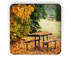 Rikki Knight Picknick Tisch in Park mit Autumn Leaves Design Quadratisch Kühlschrank Magnet