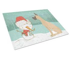 Carolines Treasures CK2041LCB Schneidebrett aus Glas, MotivRehe Dane Snowman, groß, mehrfarbig