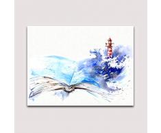 Violette Eisenkunst Handgemälde Aquarell Bilder abstraktes Kunstwerk Leinwandbild für Geburtstagsgeschenk Kinderzimmer Schule Büro Bar Holzrahmen 30,5 x 40,6 cm 12x16 inches x 1pcs meeresmotiv