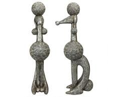Design Toscano Poodle Dog Statue of Two Caniche Chien, Pariser Pudel, Skulptur: 2-äh-Set, Resin, Silber, 35.5 x 18 x 82.5 cm