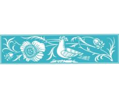 INDIGOS 4051095030072 Wandtattoo w269 Blumen, Vogel 120 x 30 cm, türkis
