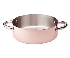 Töpfe Agnelli Schmorpfanne des Kupfer, des Fonds, Induktion, mit 2 Griffen, Edelstahl, 24 cm