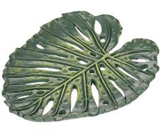 Mopec Teller aus Kunstharz, Tropenblatt, groß, 15 x 18 cm, 4 Stück, Grün, Einheitsgröße