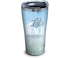Tervis 1348202 Margaritaville-Landshark Lets Beach Edelstahl Thermobecher mit transparentem und schwarzem Hammerdeckel, silber