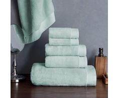 Welhome Madison Handtuch-Set, 80% Baumwolle, 20% Tencel, 6-teilig, 2 Badetücher, 2 Handtücher und 2 Waschlappen, maschinenwaschbar, superweich Modern 6 Piece Towel Set Pale Aqua