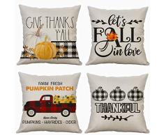 KASQA Weihnachtsdekoration, Kissenbezüge, 45,7 x 45,7 cm, Buffalo Plaids Überwurf, Kissenbezüge, Weihnachtsbaum, Schneeflocke, Rentier, für Zuhause, Halloween, Winterdeko, 4 Stück Christmas Pillow Covers 18x18 inch Farbe, 1