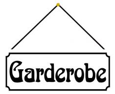 Schatzmix Nostalgie Garderobe Metallschild 27x10cm Wanddeko tin Sign m. Kordel Blechschild, Blech, Mehrfarbig, 27x10 cm