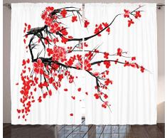 Vorhänge mit Blumenmuster von ambesonne, Vibrant Hibiscus Flower Bouquet Exotic Eleganz Watercolor Art, Wohnzimmer Schlafzimmer Fenster Drapes 2 Panel Set, Fuchsia Green Earth Gelb Weiß, Textil, Multi 14, 108 W By 96 L