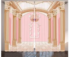 Ambesonne Teen Mädchen Decor Vorhänge, Ballsaal Magic Castle Luxuriöse Kronleuchter Deckenleuchte Spalten Königreich, Wohnzimmer Schlafzimmer Dekor, 2 Panel Set, 108 W x 90 l Zoll