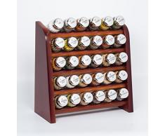 Gald Gewürzregal, Küchenregal für Gewürze und Kräuter, 30 Gläser, Holz, Braun/glänzend, 31.5 x 34.5 x 14.5 cm