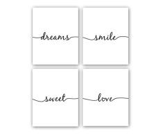 CHDITB Chdib Ungerahmte inspirierende Kunstdrucke, süßer Traum-Liebe, Zitat für Familie, 20,3 x 25,4 cm, Leinwand, romantische Schrift, Typographie, Wanddekoration für Wohnzimmer oder Kinderzimmer