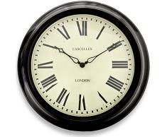 Roger Lascelles Uhr, Optik Bahnhofsuhr, Größe L, Schwarz