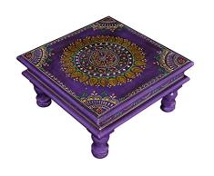 Lalhaveli Dekorativer Holz Ende Tisch klein Schritt Hocker, Holz 28 x 28 x 14 cm
