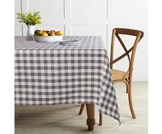 ColorBird Buffalo Plaid Tischdecke Polyester Baumwolle Kariert Tischdecke für Zuhause Küche Esszimmer Party Picknick Indoor Outdoor Rectangle/Oblong, 55 x 102 Inch grau