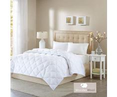 Sleep Philosophy Fadenzahl 300 Baumwollsatin, Wolkenmuster, Gesteppte Daunen, Alternative Schmusetuch mit Wollmischung gefüllt Full/Queen weiß