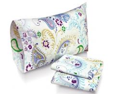 Tribeca Living Flanell-Bettlaken-Set mit Kissenbezug, Paisleymuster, Bedruckt Garten Queen Mehrfarbig