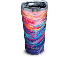 Tervis 1346709 Etta Vee-Happy Abstract Edelstahl Thermobecher mit transparentem und schwarzem Hammerdeckel, silber