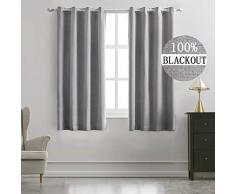 MIULEE Vorhänge mit Leinenstruktur, 100% Verdunklung, Thermo-Vorhänge, Ösenvorhänge, Vorhänge für Wohnzimmer, Schlafzimmer, Kinderzimmer (2 Paneel), Leinen, grau, W52xL54