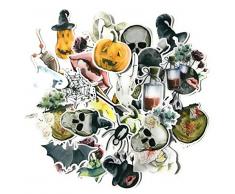 Schädel-Aufkleber und -Aufkleber in Marineblau, Pfingstrose, gruseliger Totenkopf, trendige wasserdichte Aufkleber für Wasserflaschen, Laptops und Handy, Horror-Aufkleber-Set für Scrapbook, Planer und Bullet Journals