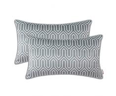 Brawarm Kissenbezüge, gemütlich, Fleece, für Couch/Bett, Sofa, massives Vintage-Chevron-Kissenbezüge, geometrische Figuren, mit Paspelierung, Heimdekoration, 2 Stück Modern 20 X 20 Inches - 2 Pcs Neutral Gray