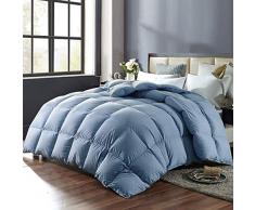 SNOWMAN Weiße Gänsedaunen Schmusetuch King Size 100% Baumwolle Shell Daunenfest Solid Weiß Blue-Queen blau