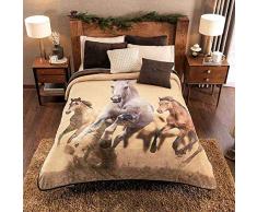 DreamPartyWorld Pferde Inveral Dekoration Extra weiche Decke für Queen-Full Schmusetuch Bettwäsche Limited Edition