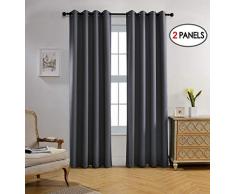miuco Verdunkeln Tülle Strukturierte eingewoben Blackout Vorhänge für Wohnzimmer Vorhang Panels Set von 2..., Polyester-Mischgewebe, dunkelgrau, 52x84 Inch
